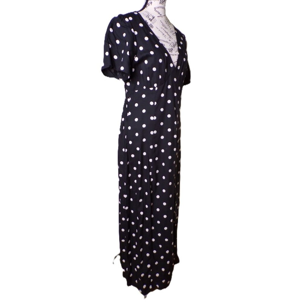 Madewell Black Polka Dot Midi Dress - Picture 7 of 12